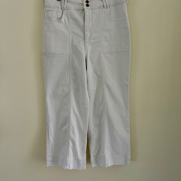 Anthropologie Pilcro Wide Leg Pants Women's White Denim Patch Panel High Rise 32 - Picture 5 of 10